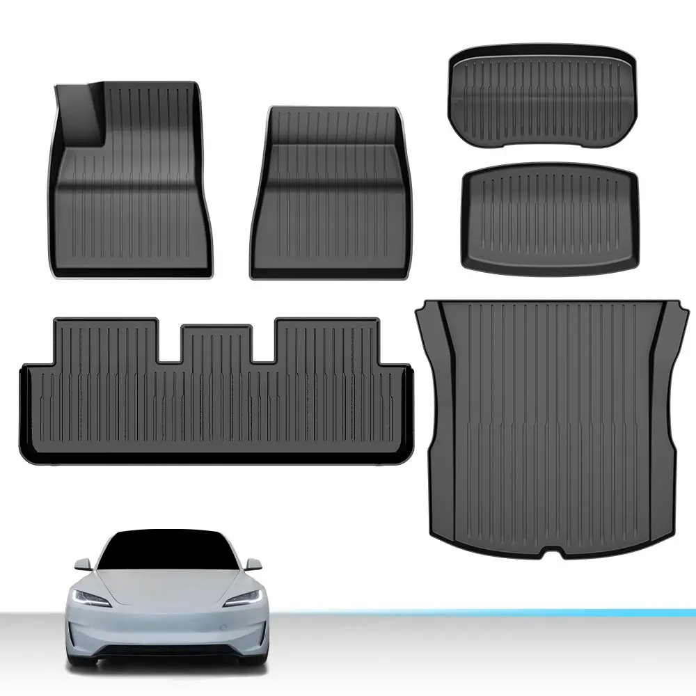 G-PLUS Waterproof TPE Automotive Floor Mats & Cargo Liners - All Weather Protection, Anti-Slip Grip, Mud & Salt Ready, Stain Resistant, Easy to Clean Car Interior Accessories for 2024-2025 Tesla Model 3 Highland
