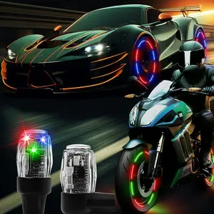 4 PCS Tire Valve Light Colorful LED Car Wheel Lights Waterproof Flash Lantern Tire Valve Stem Cap Lamp Automotive Decoration Accessories for SUV Truck Motorcycle Bike Bicycle (4 Colorful)