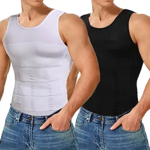 Men Body Shaper Slimming Tummy Vest Thermal Compression Shirt Tank Top Shapewear Jeans Knitted Menswear Nylon Waist Trimmer Cincher Fabric