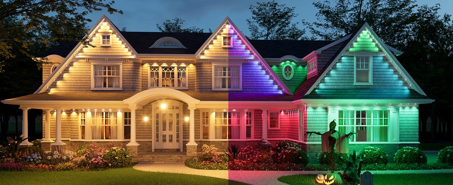 Linkind Permanent Outdoor Lights HP2,100ft Smart AI RGBTW Christmas Lights, 85 Scenes Modes for Daily Holiday Christmas Decorations,IP67 Waterproof, Compatible with Alexa,Google Assistant