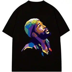 Abstract Portrait Print T-Shirt Men's Graphic T-Shirt Modern Art - Inspired T-Shirt Printed Tee Soft and Comfortable Crew Neck  Short Sleeve Ideal for Casual and Art - Related Events T-Shirt Menswear Top