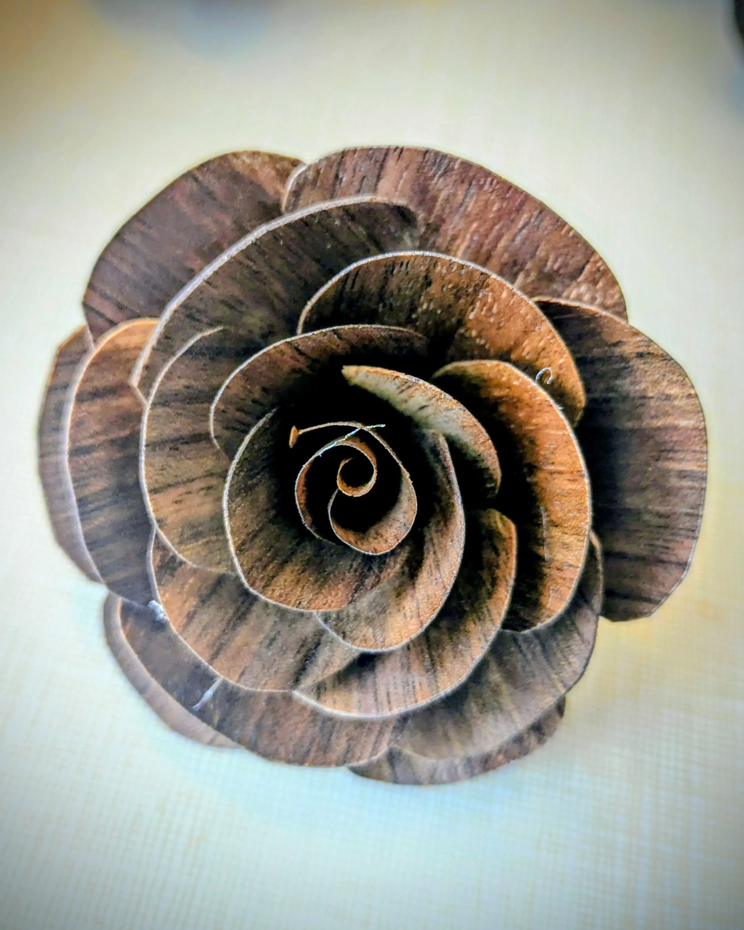 Hand Crafted Wood Rose, Walnut