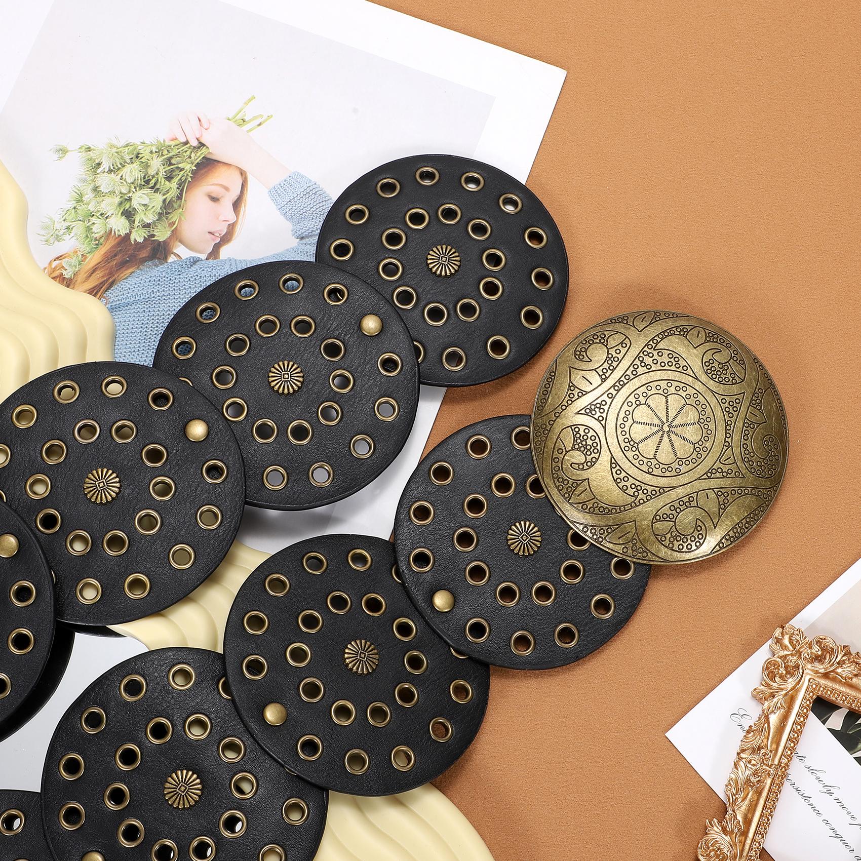 XZQTIVE Women Western Vintage Leather Belt Western Disc Belts Ladies Western Belt Boho Belt for Dresses Jean design belt denim belt