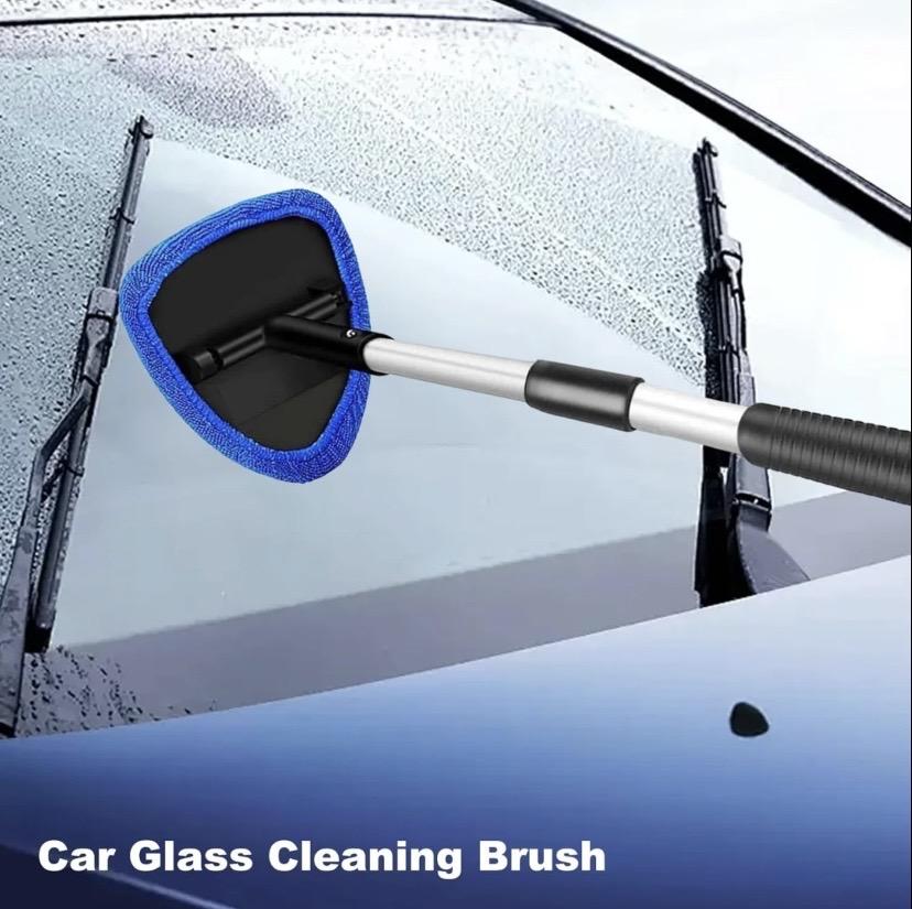 Windshield Cleaning Tool Microfiber Car WindowCleaner with Extendable Handle, Auto GlassCleaner with Reusable Pads for Car CleaningSupplies