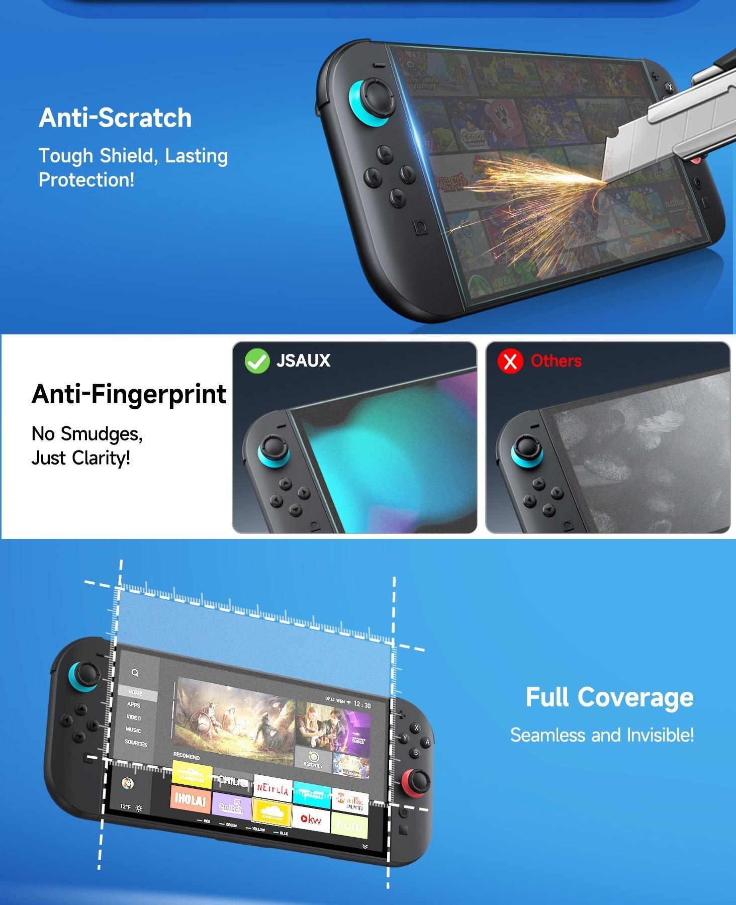 JSAUX 2-Pack Anti-Glare Screen Protector for Nintendo Switch 2, Matte Tempered Glass Protector Easy to Install with Guiding Frame 9H Hardness Scratch Resistant Accessories for Switch2