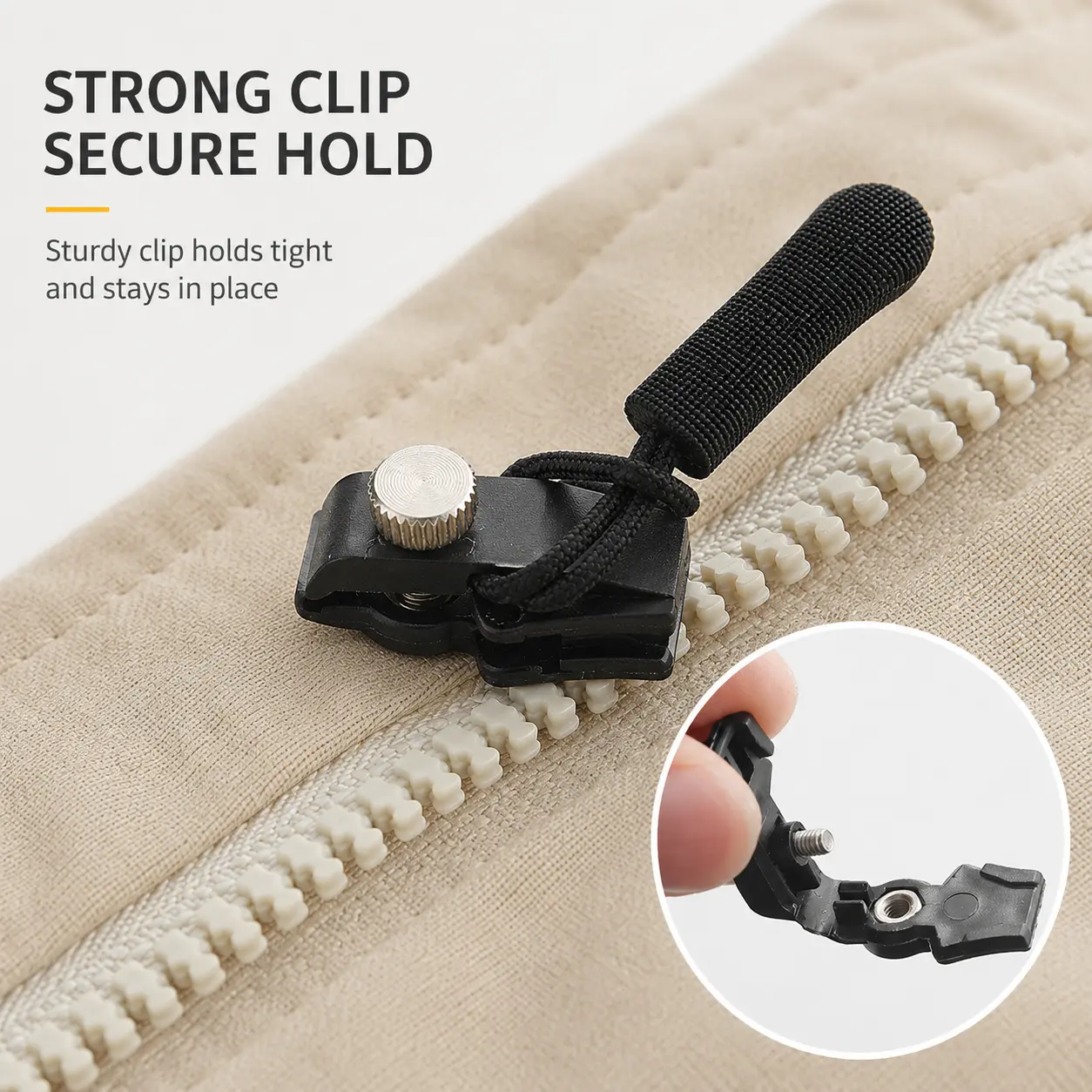 10 Counts Detachable No-Sew Zipper Pull Replacement, with Nylon Woven Strap, for Jackets Backpacks Luggage and Daily Zipper Repair