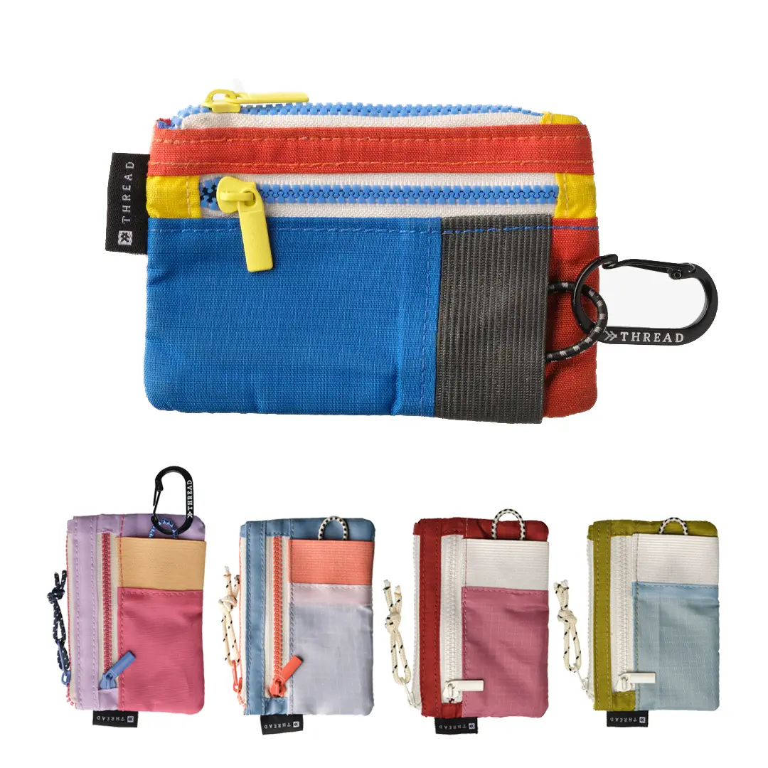 Thread Slim Pouch Wallet & Card Holder - Purse for Women with Zip Closure, Key Stash Compartment, Clear ID Pocket, and Two Zip Coin/Card Compartments