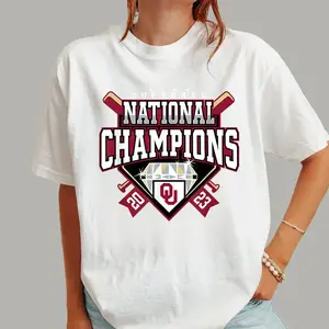 Oklahoma. Sooners. National Champs Softball023 Diamond Black T-Shirt All Size
