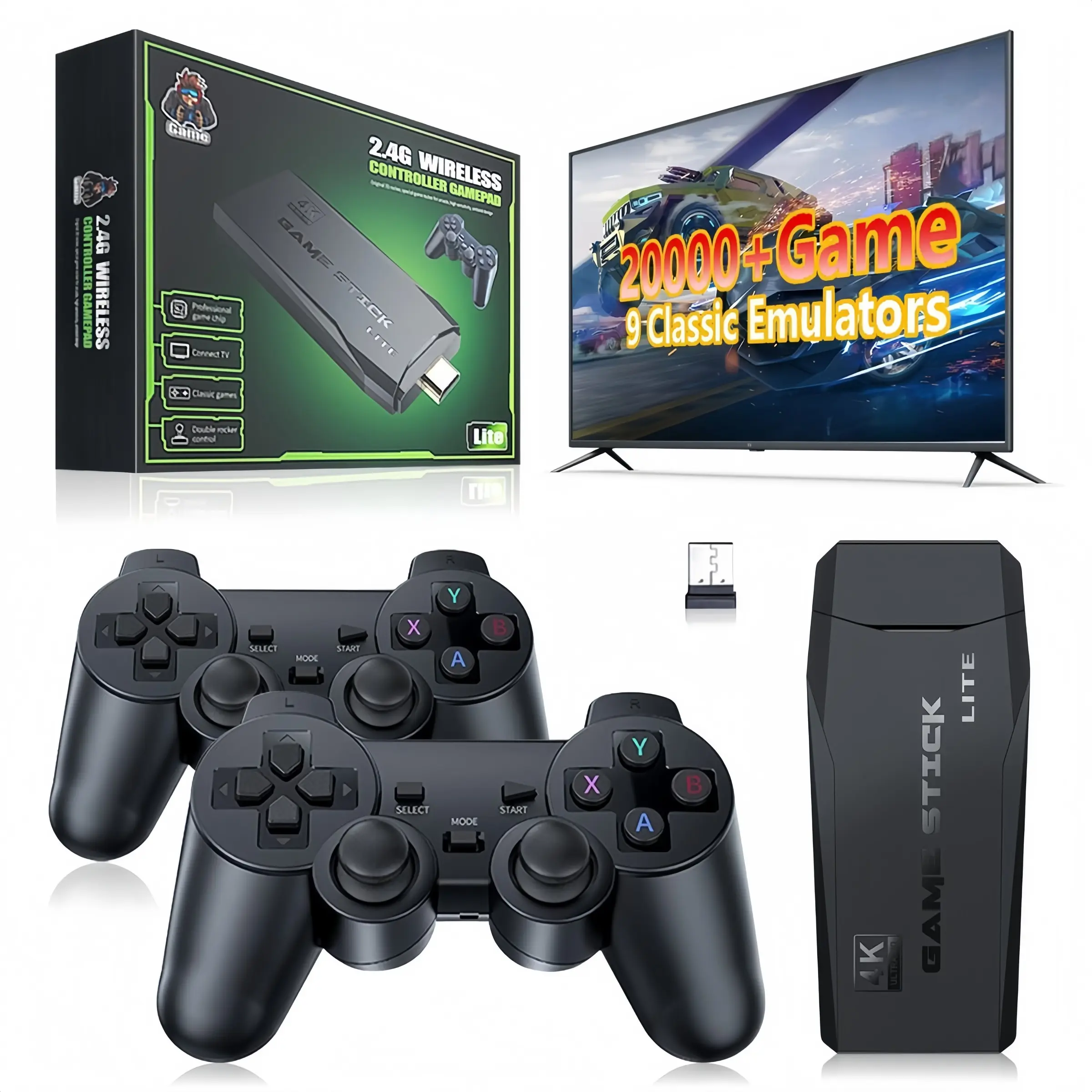 M8 Wireless Retro Game Console, Classic Game Console, Video Game Console, HDMI Output, Plug-And-Play, Vintage Game Box, Wireless Game Stick, 2.4GHz Wireless Controller, 20000+ Games, TV Gaming Experience, Gaming Stuff