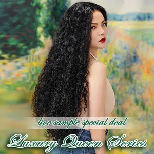 [Luxury Queen Series Special Sale] FF WIG Water Wave Raw Human Hair Glueless Wig 20 Inches 7*5 Pre-Cut Invisible Lace 250% Density Natural Black Wear Go Wig with special drawstring #FFWIG