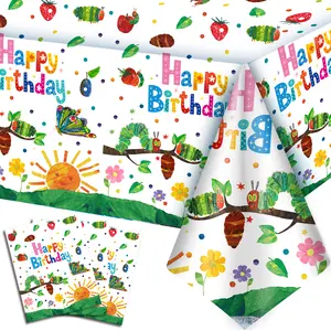 The Very Hungry Caterpillar Party Supplies, 3pcs Caterpillar Party Tablecloth/Hungry Caterpillar Table Cloth, Little Green Caterpillar Tablecover for Hungry Caterpillar Birthday Decorations