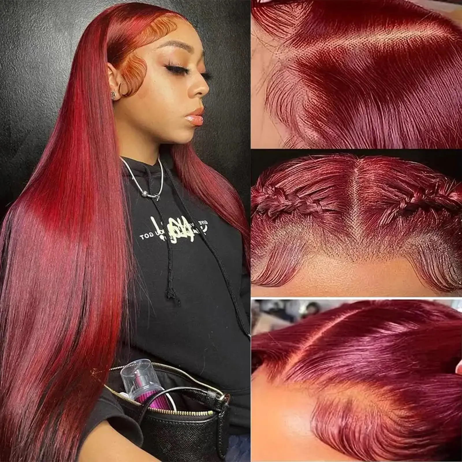 [32 Inch For Only $89]KingSup 99J Burgundy Lace Front Wig Human Hair 13X6 HD Transparent Straight Lace Frontal Wigs for Women Glueless Frontal Wig Pre Plucked 180% Density Brazilian Virgin Body Wave Human Hair Wigs