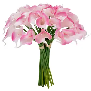 VIKINGS PANDA 36 PCS Calla Lily Artificial Flowers 12.8'' Latex Fake Lilies for Bridal Wedding Bouquet Home Decor Office Party Table Arrangements Realistic & Long-Lasting