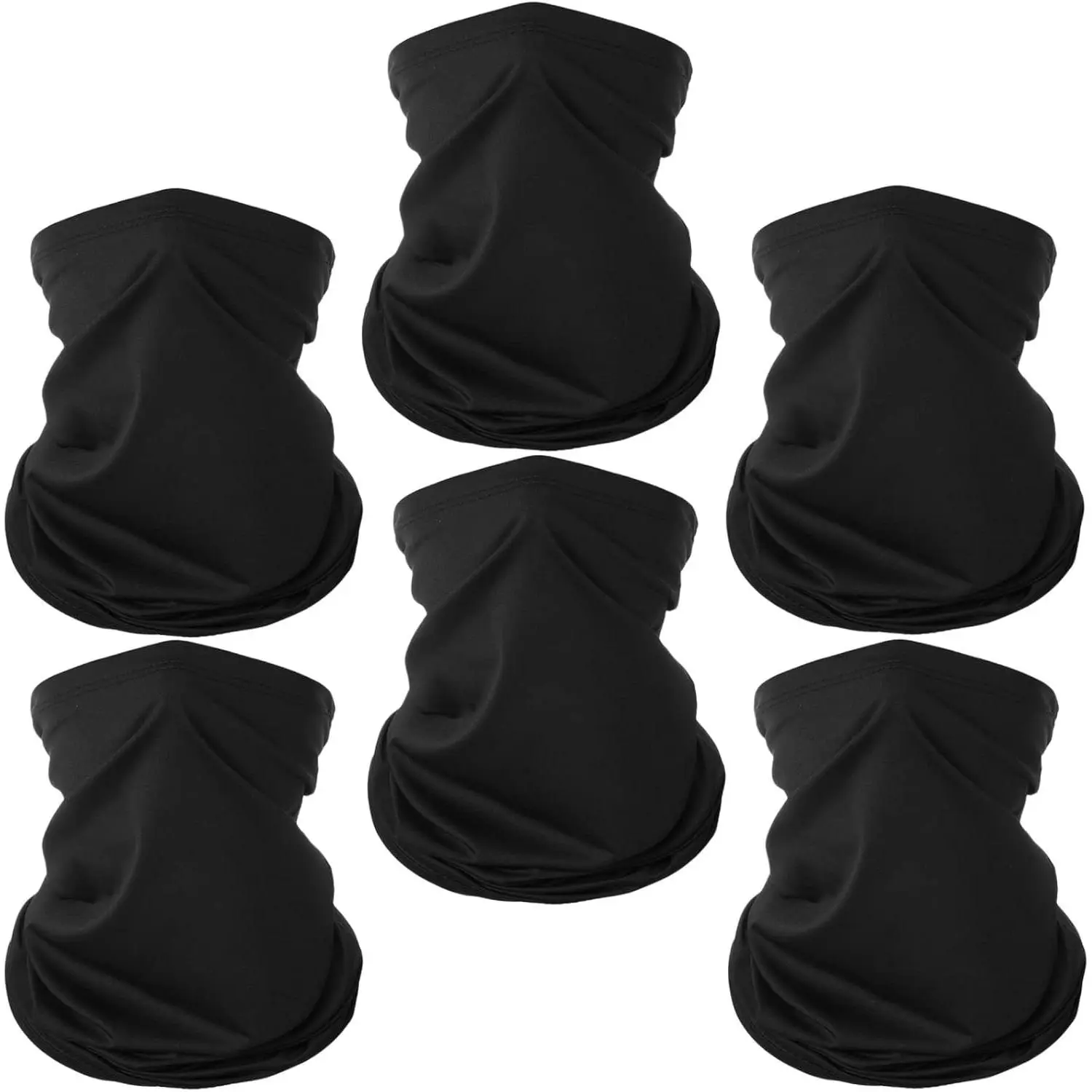 6-Pack Neck Gaiter Face Masks - Breathable, Windproof, Sun-Proof, Lightweight Balaclava Face Covers & Mask for Men, Women Outdoor Sports (Fullface Design Included)