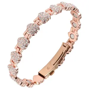 Pure Copper Bracelets for Women,Ultra Strength Magnetic Bracelet with 3800 Gauss Magnets & Sparkling Cubic Zirconia, Adjustable Charm BraceletRecommended for wrists between 7.48 inches and 9.45 inches. Elegant Bangle