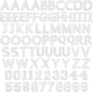 82 Piece Embroidered Iron on Letter Patches and Numbers for Clothing, Backpacks, Sew on Appliques, Arts and Crafts (White, 1 In) Bright Creations