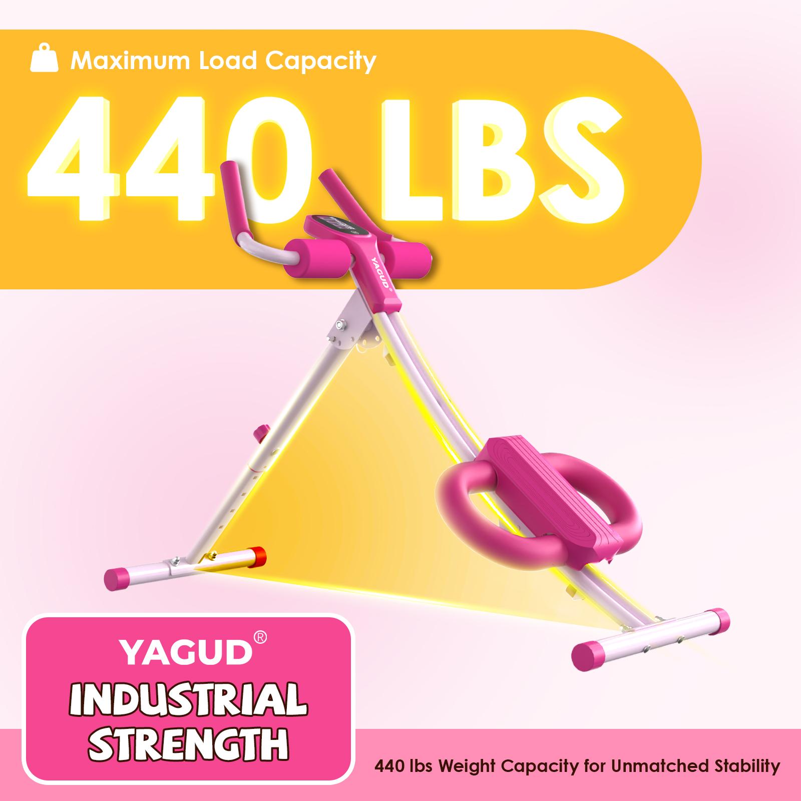 【Spring Glow Up】YAGUD Foldable Ab Workout Machine - 440lbs Heavy Duty Core Trainer with LCD Display, Adjustable Home Gym Equipment for Full Body Fitness