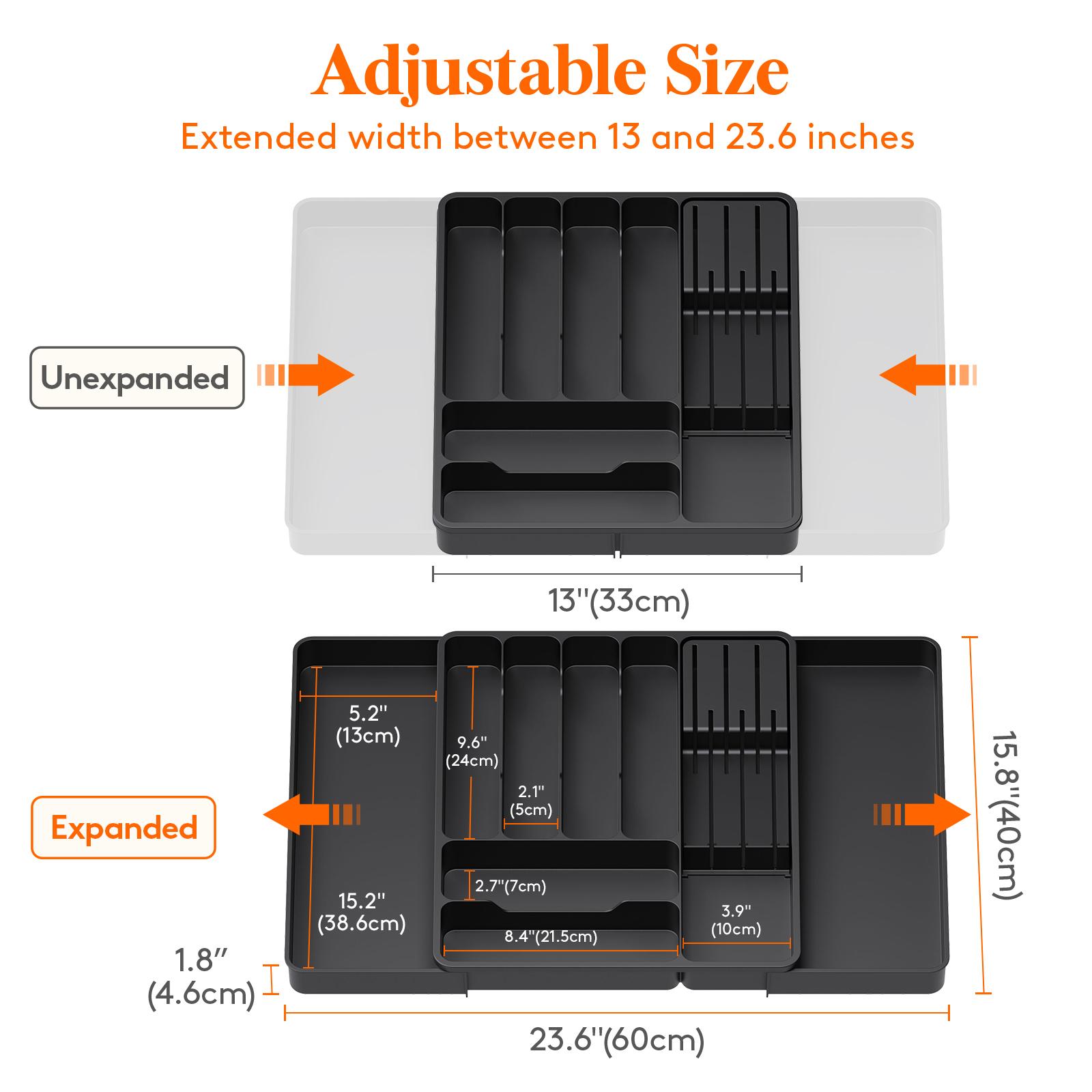 Lifewit Silverware Organizer for Kitchen Drawers, Expandable Utensil Tray with Removable Knife Block, Adjustable Cutlery & Flatware Holder, Large Lifewit Silverware Organizer for Kitchen Drawers, Expandable Utensil Tray with Removable Knife Block, Adjustable Cutlery & Flatware Holder, Large
