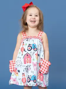 Red Gingham Farm Ruffle Dress