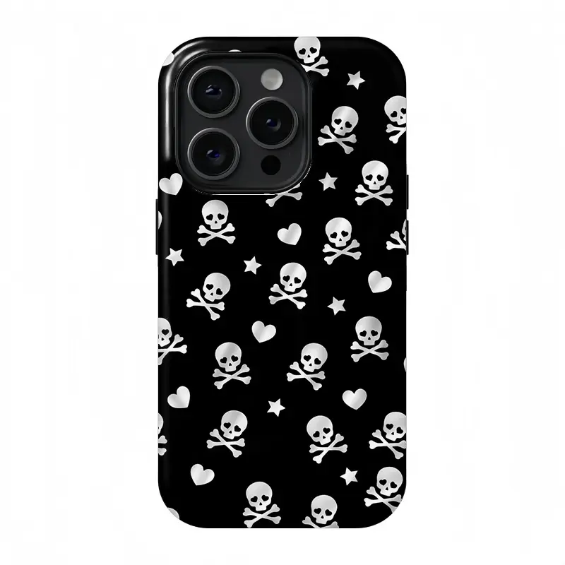 Skull Aesthetic Casing for iPhone Series (17 ProMax, 16 ProMax/Pro/Plus, 15, 14, 13) - Stylish Shockproof Cellphone Protector, Mobile Phone Accessories