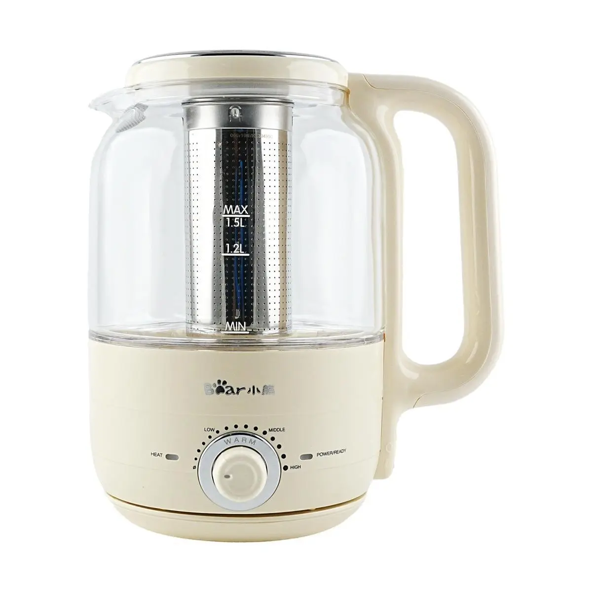 Bear Electric Kettle 1.5L, Multifunctional Health Pot for Boiling Water & Brewing Tea, Milk White ZDH-E15N4