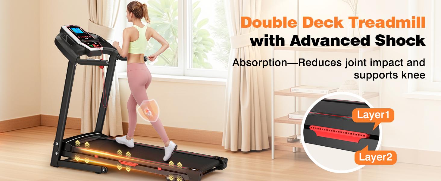 LIVIVOX 3.5HP Portable Folding Treadmill with Incline 330LBS Weight Capacity，8.5MPH, LED Display Easy Foldable Home Gym Machine for Apartments & Home Use Walking Pad Jogging Equipment， home gym equipment,10% incline walking pad treadmill