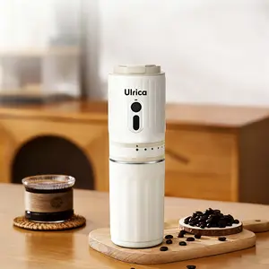 ULRICA Portable Electric Coffee Grinder - 7 Precision Grind Settings - USB Rechargeable Conical Burr Mill with Built-in Travel Cup & Filter for On-the-Go Brewing