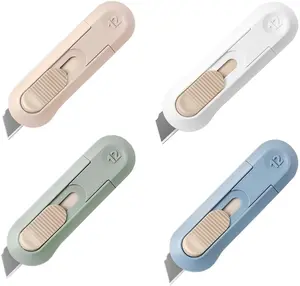 4pcs Utility Knife,SK5 Retractable Blade Duty Box Cutter Letter Opener, Razor Sharp Cartons Cardboard Cutter Knife Perfect for Paper, Sewing, Craft, Home and Office, Blue,green,pink,white
