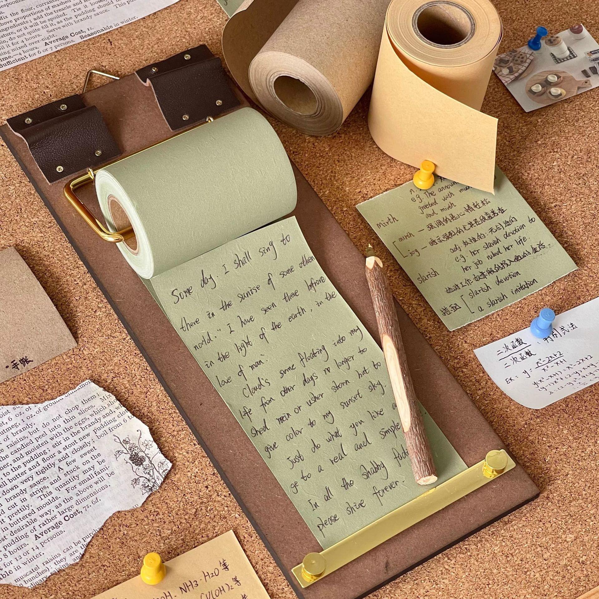 MUNBYN  Vintage Wooden Sticky Note Holder Board, Hanging Roll Paper Note Pad with 1 Paper Roll & 1 Wooden Pen  Desktop Organizer for Home, Office, or Study