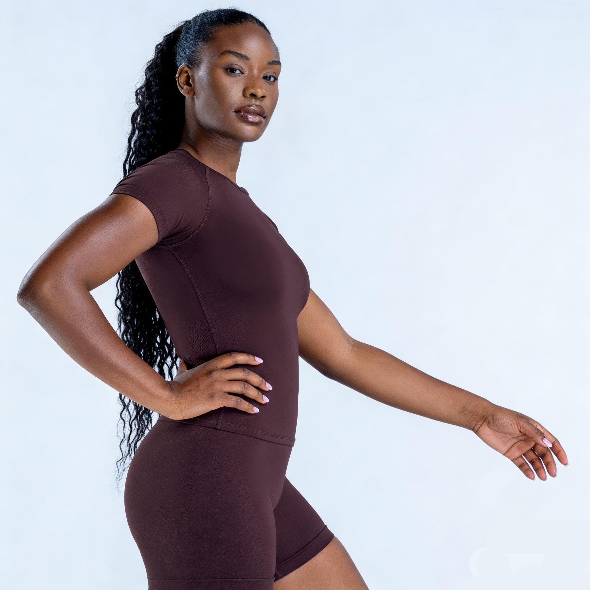 DENFY Impact Short Sleeve Top  Fitness Activewear Impact Gymwear Tanks Women Workout Sportswear