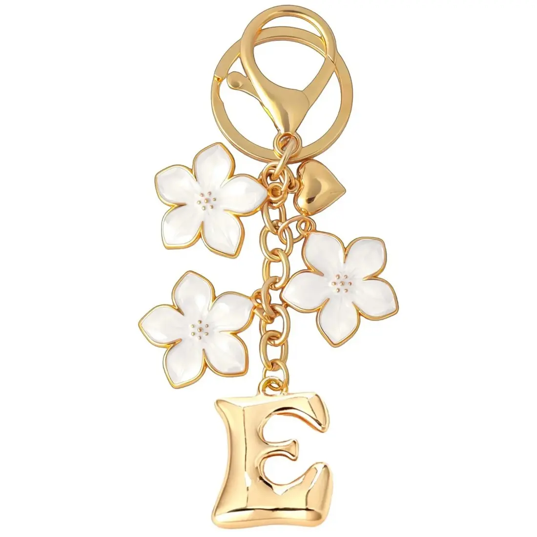 Personalized Initial Keychain, Cute Flower Bag Charm, Y2K Bubble Letter Keychain for Women, A-Z Alphabet Purse Charm, Kawaii Key Holder for Car Keys, Backpack Accessory, Gift for Her