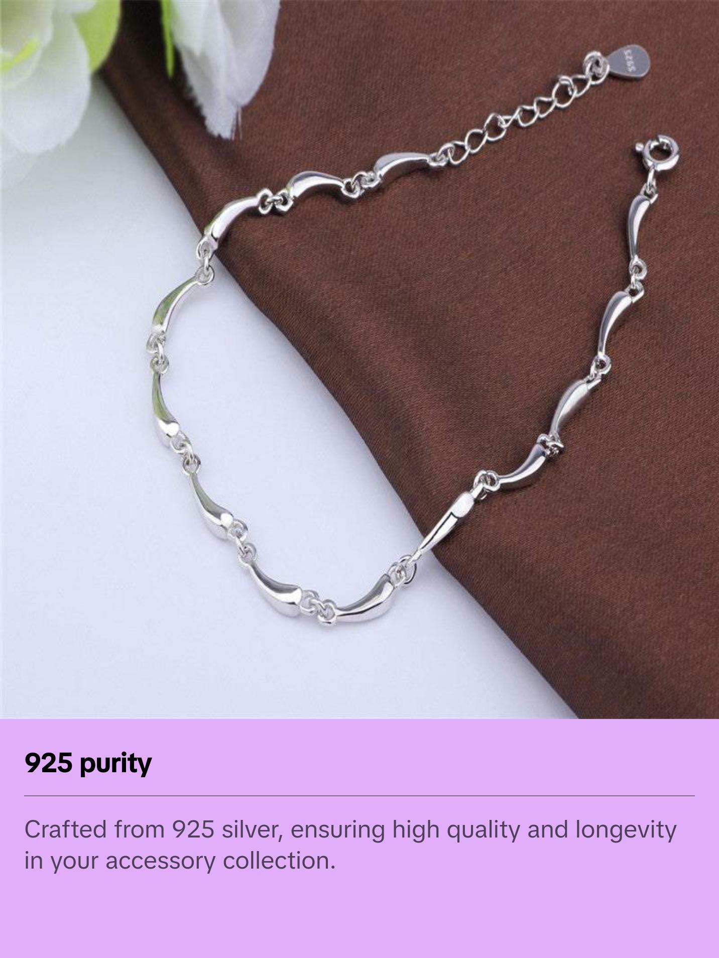 925 Silver Plated Simple Design Bracelet and Anklet
