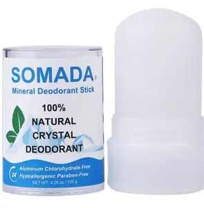 SOMADA Crystal Deodorant Stick for Women and Men, 4.25 oz/120g - 100% Natural Alum Salt Stone Rock - Unscented Mineral Rock