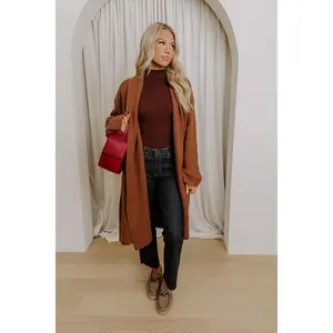 Endless Cuddles Knit Duster Cardigan in Chocolate