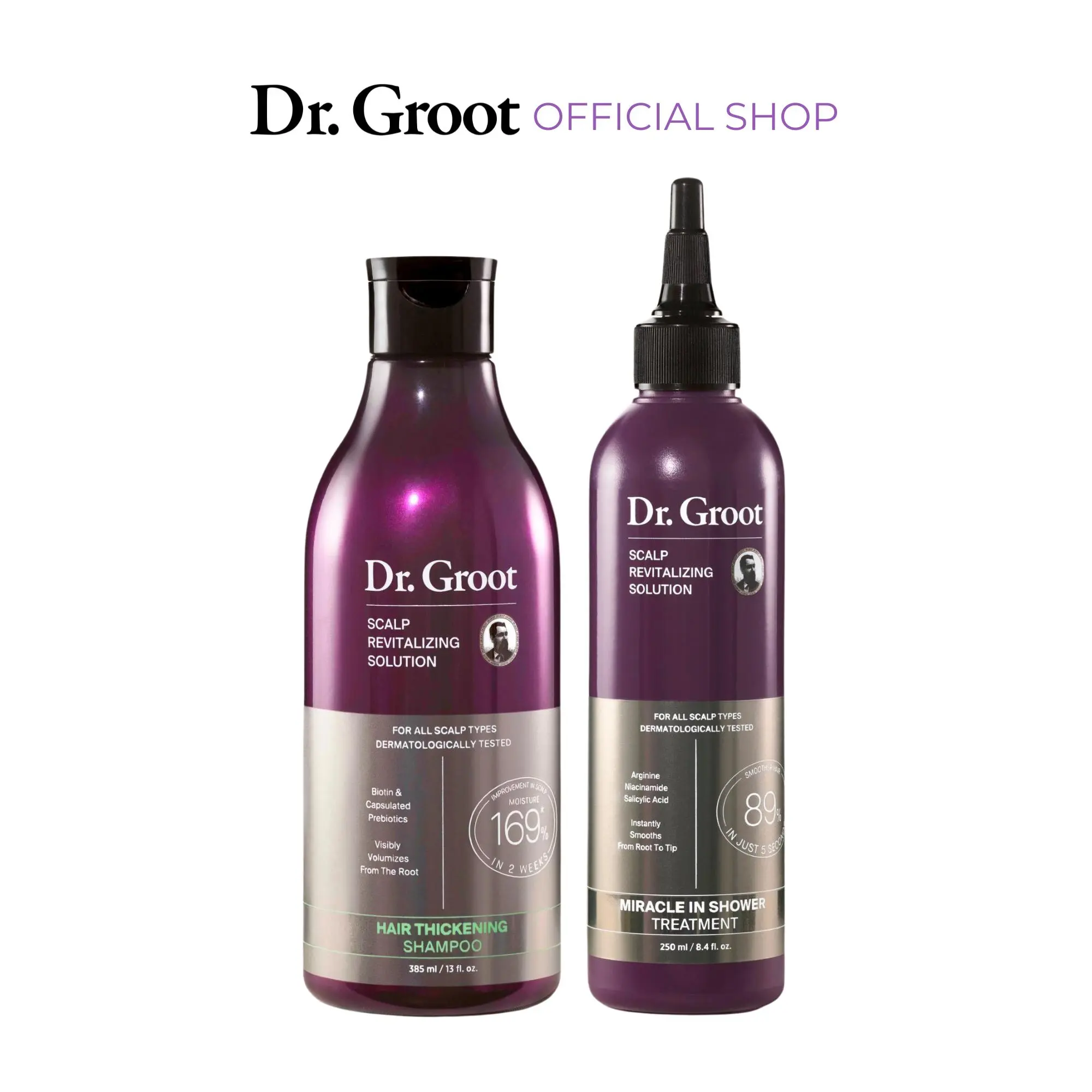 Dr. Groot Hair & Scalp Dynamic Duo Set, Korean Color Safe for Permanent Hair Color Haircare, Hair Thickening, Biotin, Keratin