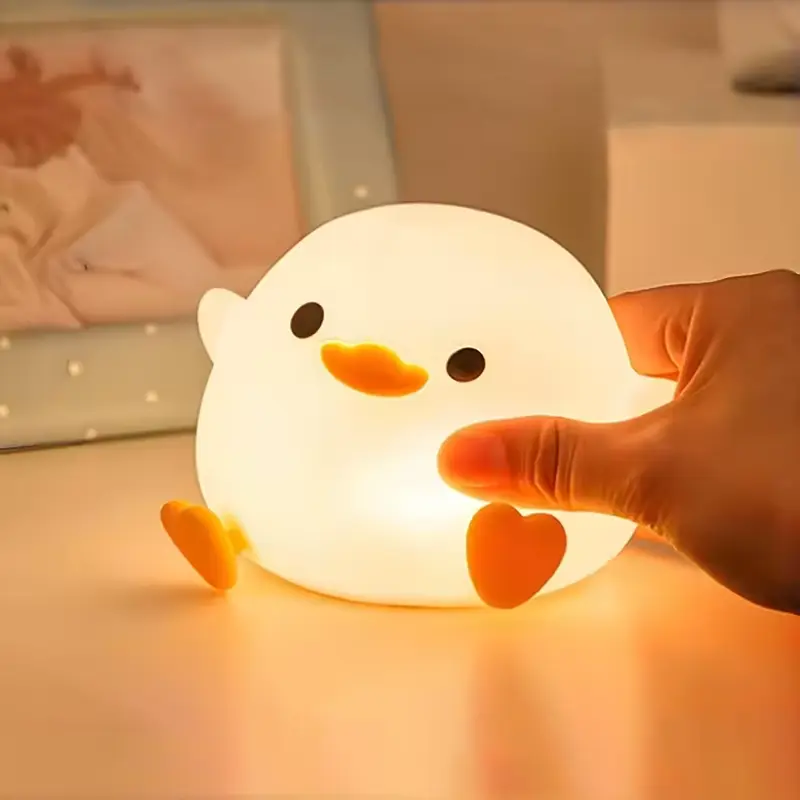 UNEEDE LED Cute Bean DoDo Duck Silicone Nursery Night Light, Rechargeable Touch Sensor Table Lamp, Safe Bedside Light for Bedrooms, Living Rooms