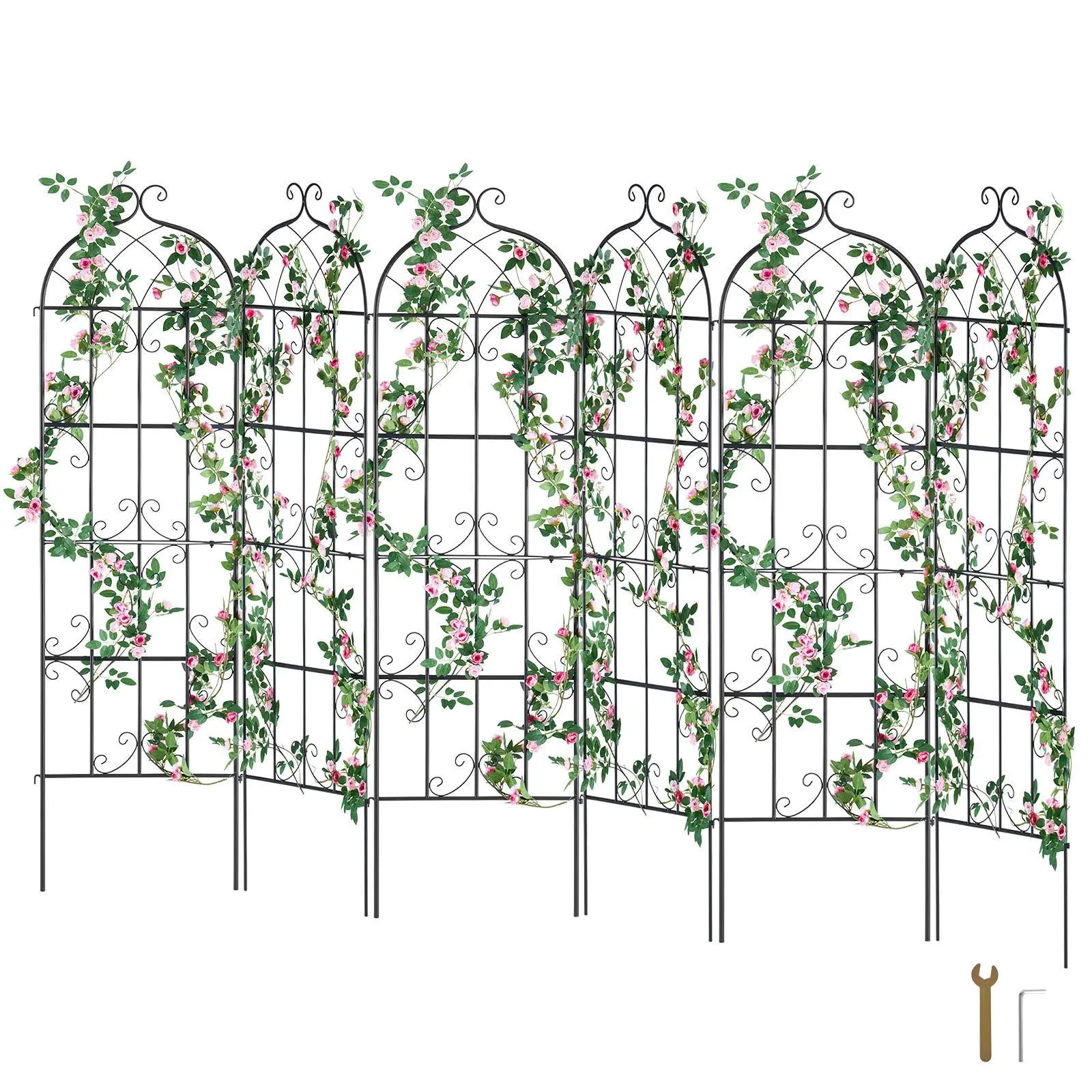【SummerFinds】VEVOR Garden Trellis for Climbing Plants,  , 71 x 20 in, 6 Packs Rustproof Metal Garden Flower Trellis, Outdoor Climbing Rose Trellis Cucumbers Support, Decorative Clematis Trellis for Courtyards Lawns