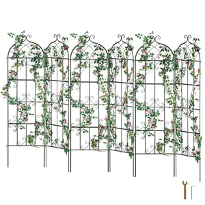 VEVOR Garden Trellis for Climbing Plants,  , 71 x 20 in, 6 Packs Rustproof Metal Garden Flower Trellis, Outdoor Climbing Rose Trellis Cucumbers Support, Decorative Clematis Trellis for Courtyards Lawns