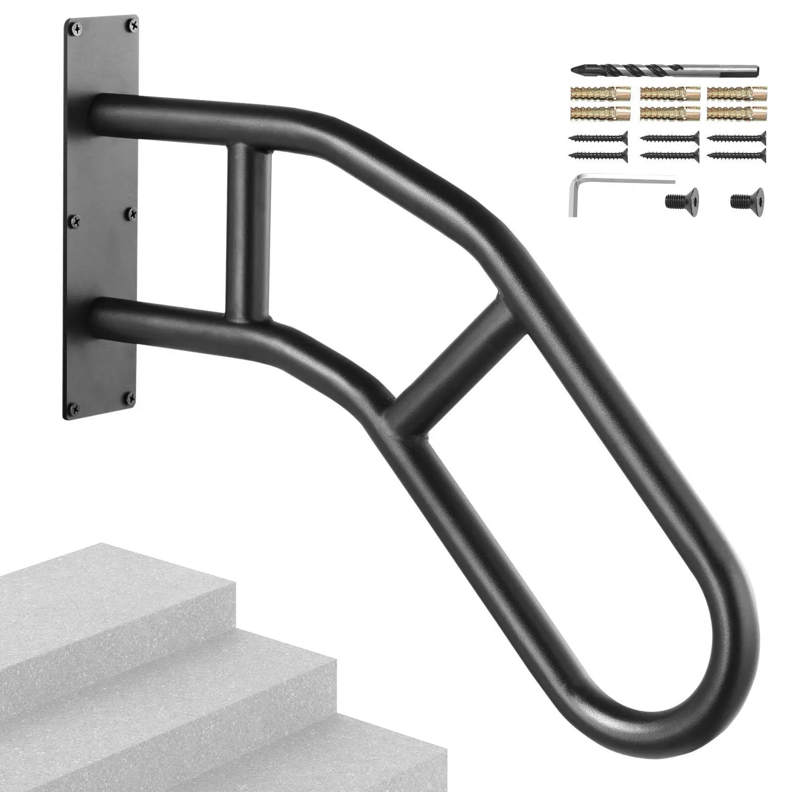 【SummerFinds】VEVOR Handrails for Outdoor Steps,  , 29" Length Wall Mount Safety Railings for 1-3 Steps, U-Shaped Handrail with Matte Black Finished, Stair Handrails for Kids, Elderly, Pregnant Women, Disabled