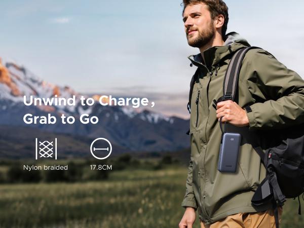 UGREEN Nexode Power Bank 20000mAh 45W with Built-in Cable, Fast Charging Portable Charger for iPhone 17 Pro/Samsung S25 Ultra/iPad Pro, 3-Port External Battery Pack with Digital Display, Travel Ready