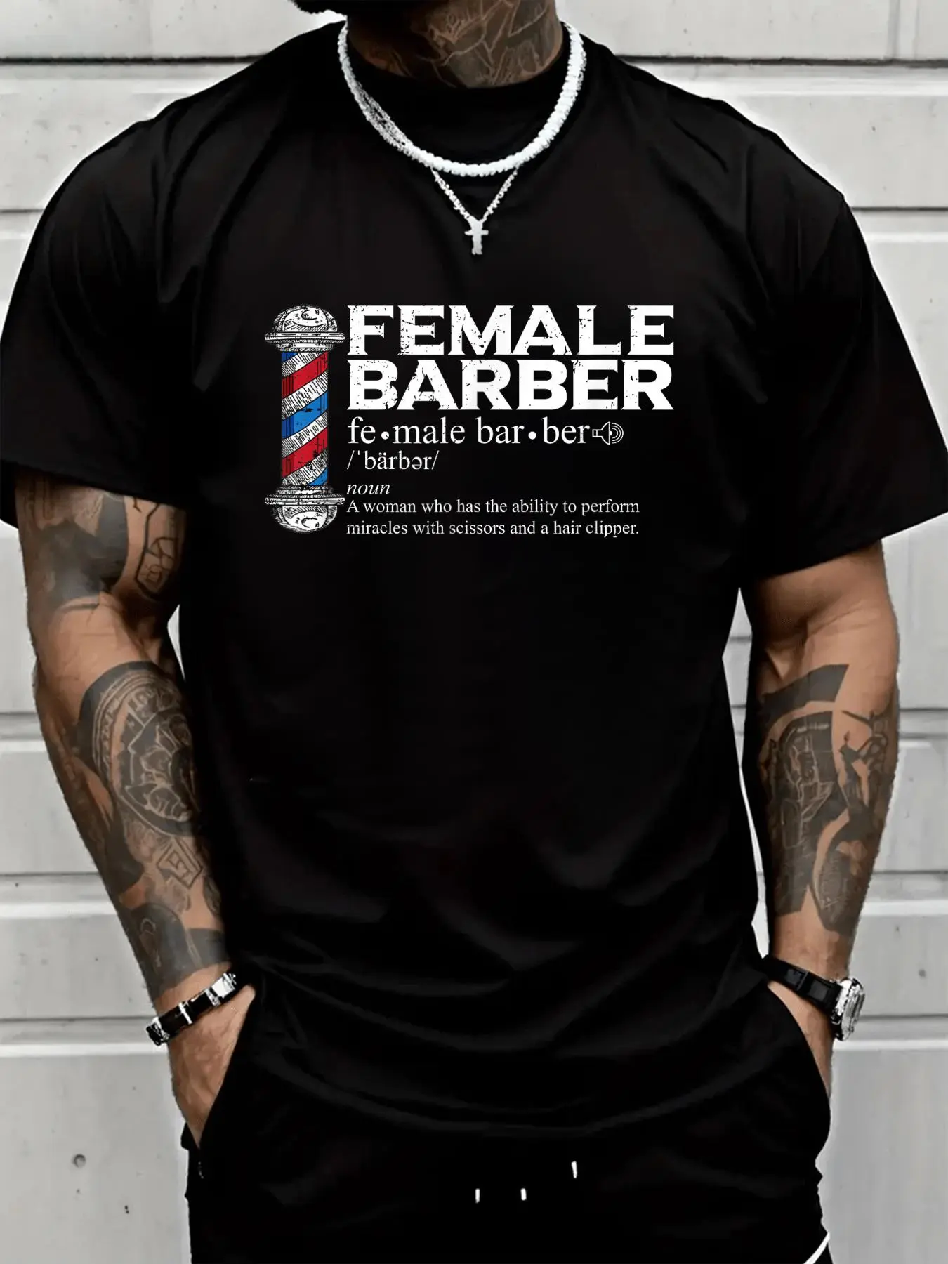 100% Cotton Unisex Funny Female Barber Gift Hairstylist Hairdresser Barber T-Shirt Breathable, Comfortable, Summer & Spring Essential