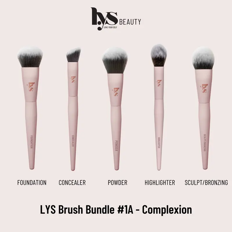 LYS Beauty 5-Piece Set Face Brushes Bundle - Cruelty Free Essential Brush Kit for Face Makeup Applications, Cruelty Free Brushes