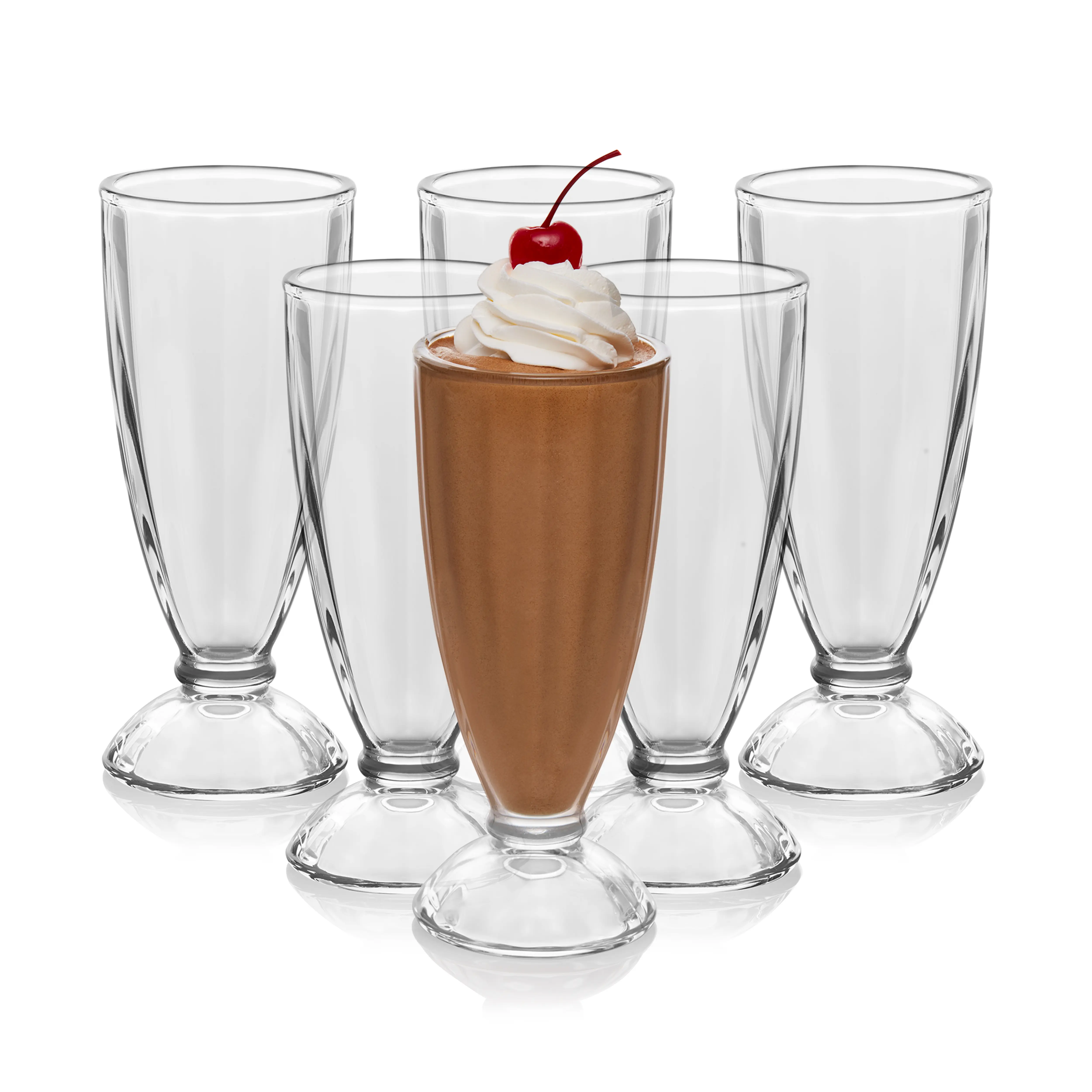 Libbey Fountain Shoppe Milkshake Glasses - Classic Old Fashioned Rootbeer Float Glasses Set of 6 - Tall for Ice Cream Sundaes,Smoothies & More