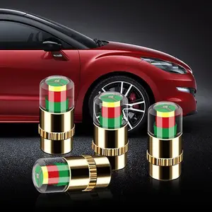 [4PCS] Copper core tire pressure monitor valve caps, compatible with cars, motorcycles, and bicycles—install easily for real-time driving safety.