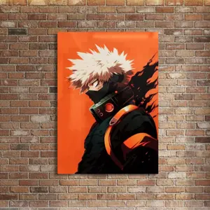 Katsuki Bakugo Metal Poster, My Hero Academia Wall Art, Dynamight Anime Aluminum Print( Unframed - Print Only )