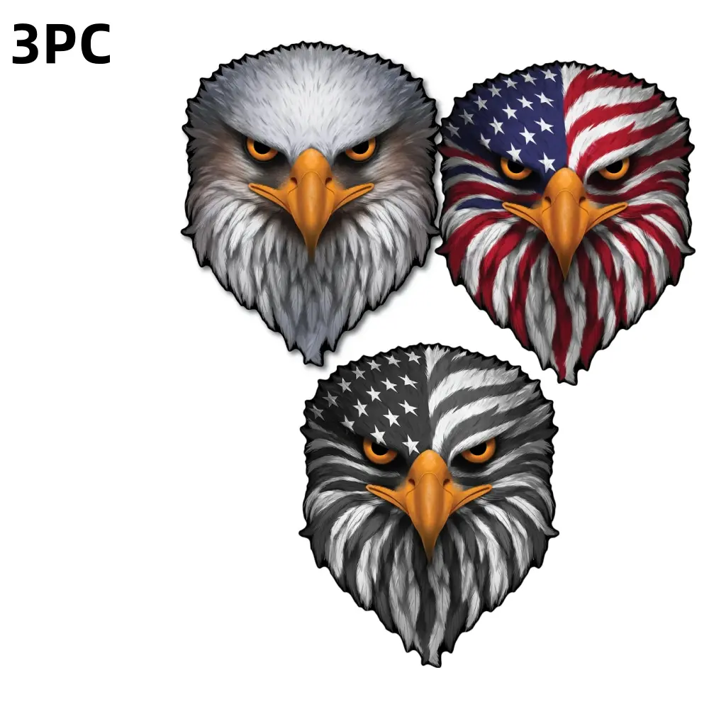 Reflective Eyes Eagle Patriotic USA Flag Vinyl Decal, Waterproof Fade-Resistant Sticker for Cars, Trucks, Coolers, Laptops & All Smooth Surfaces
