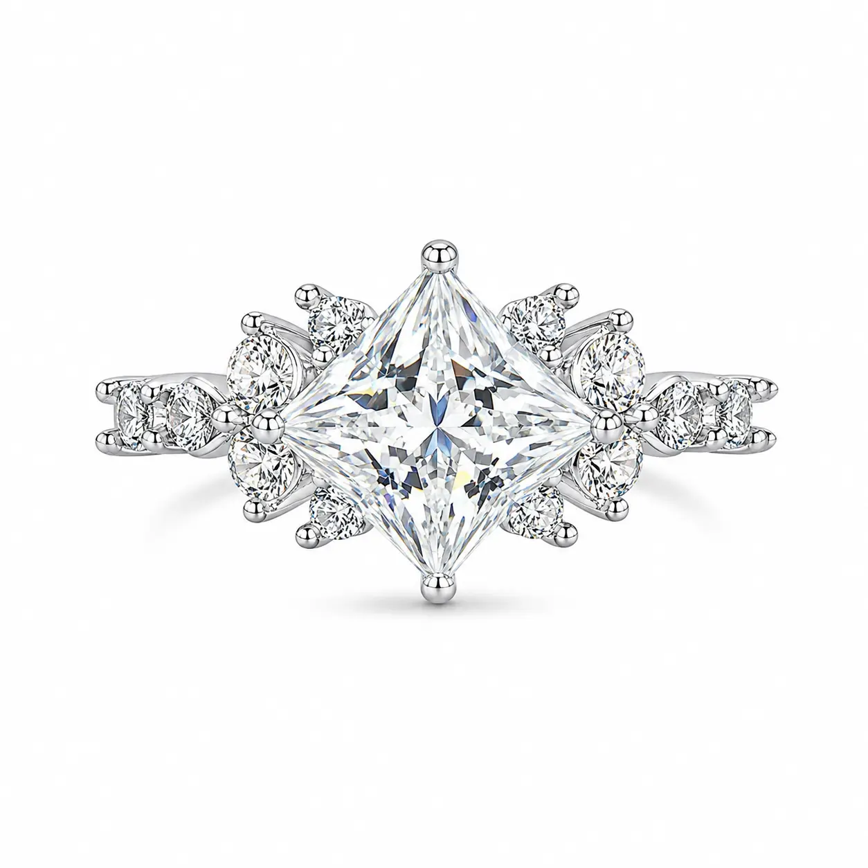 (Princess Cut 2CT) 925 Sterling Silver Synthetic Moissanite Ring-s925 sterling silver, sterling silver ring, moissanite ring, moissanite engagement ring, engagement ring, elegant ring, jewelry ring, solitaire ring, bridal ring, anniversary ring