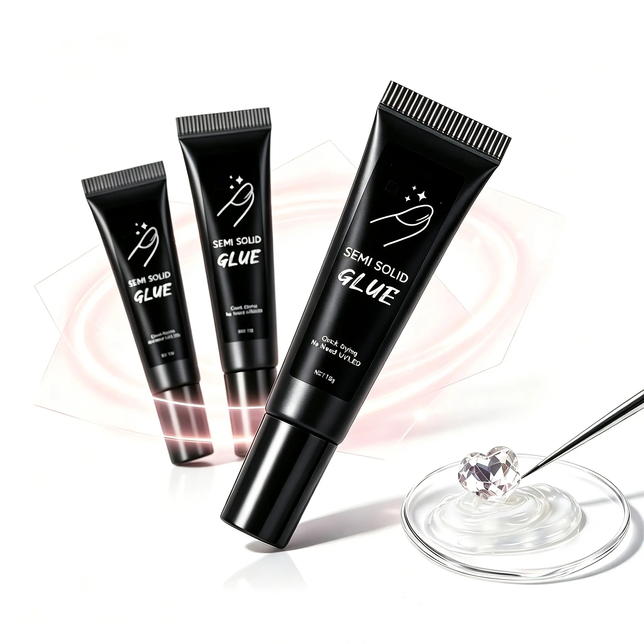 1PCS Semi-Solid Press On Nail Adhesive, Strong Long-Lasting Fast-Drying Tip Glue with Controlled Flow, Precision Squeeze Tube Nail Art Supply for Home & Party Use