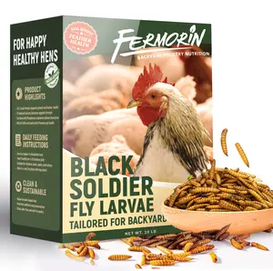 Fermorin 1/ 5/ 10/ 30 lbs Dried Black Soldier Fly Larvae for Chickens, High Protein Chicken Feed with More Calcium Than Mealworms, Non-GMO Natural BSFL Treats for Laying Hens, Ducks, Quail, Birds & Reptiles