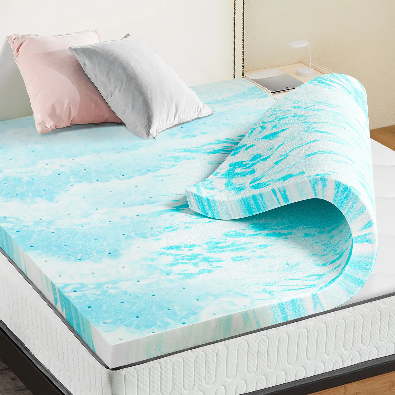 Memory Foam Bed Topper with Cooling Gel Swirl Infusion - Perfect Gift for a Cozy Sleep,back to school,back to school shopping,home decor